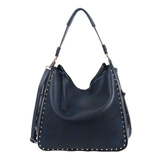 Navy Studded Hobo Bag