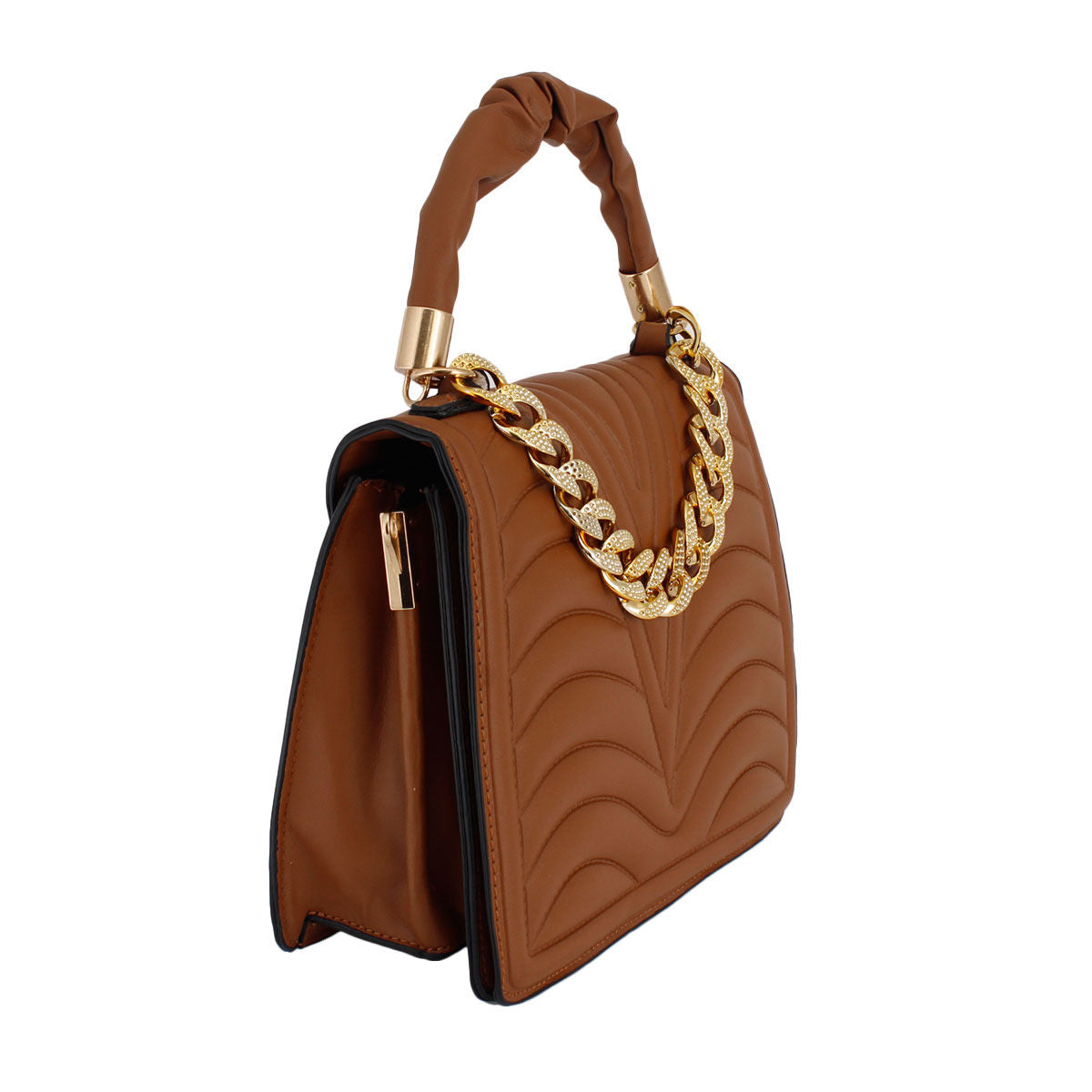 Camel Quilted Square Satchel