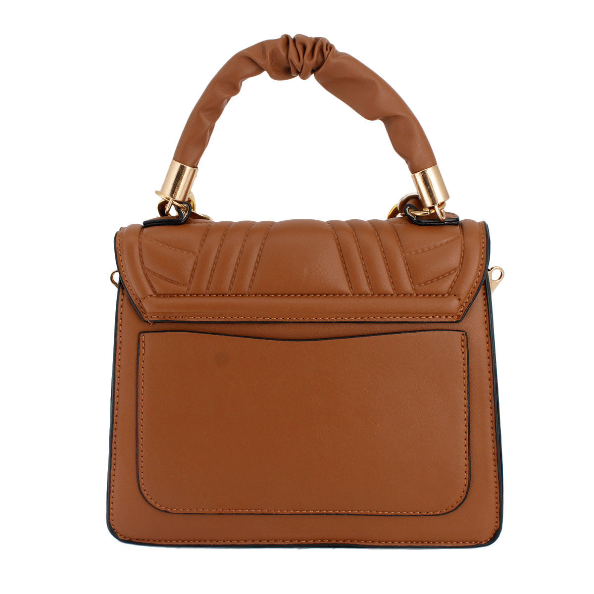 Camel Quilted Square Satchel