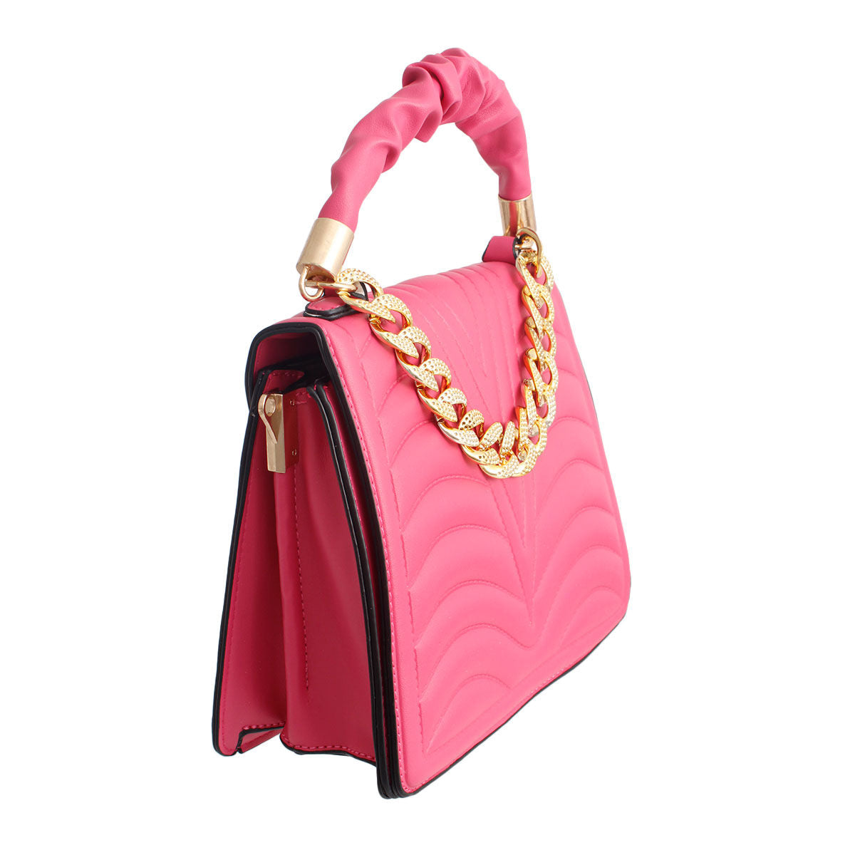 Fuchsia Quilted Square Satchel