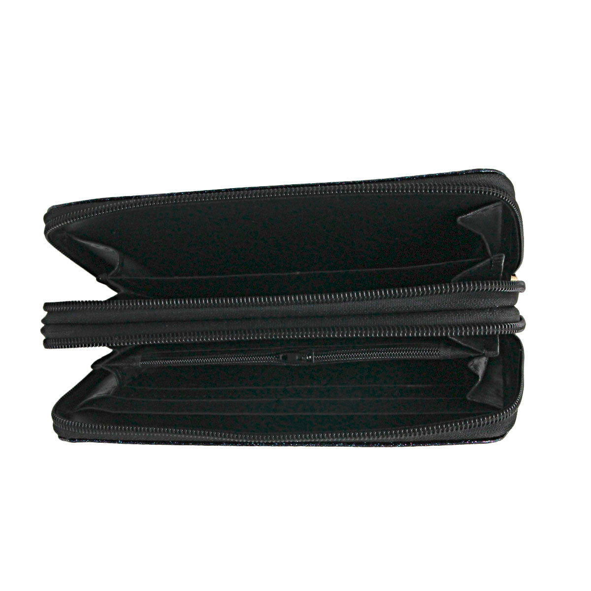 Black Glitter Dual Zipper Wallet