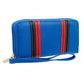 Blue Striped Double Zipper Wallet