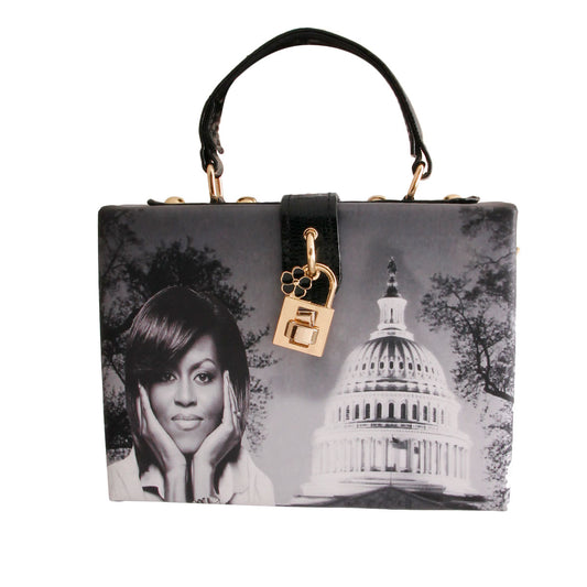 Michelle Obama Padded Square Clutch