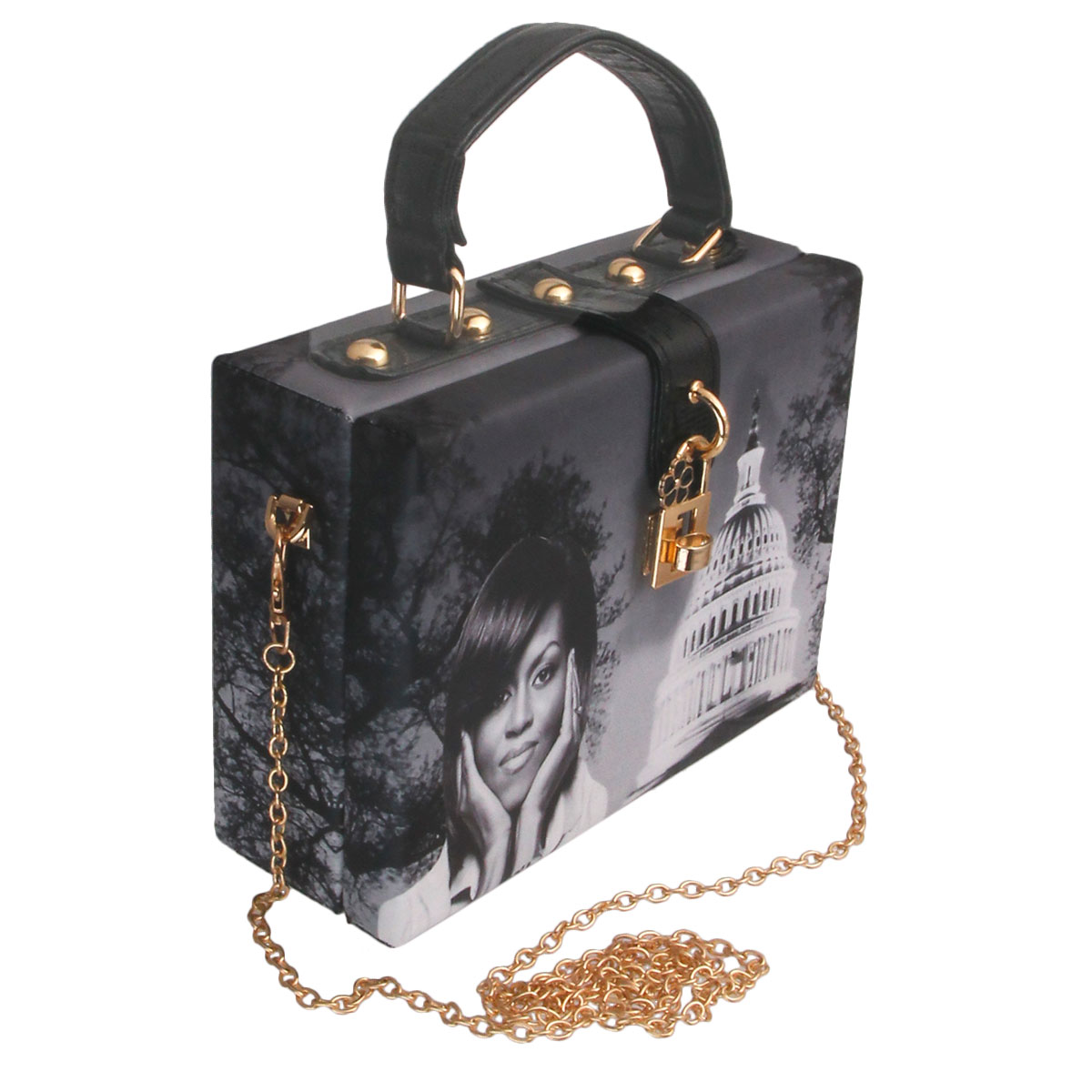 Michelle Obama Padded Square Clutch