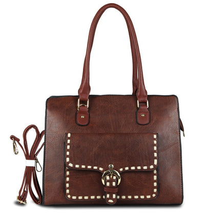 Brown Pocket Stitch Tote Bag