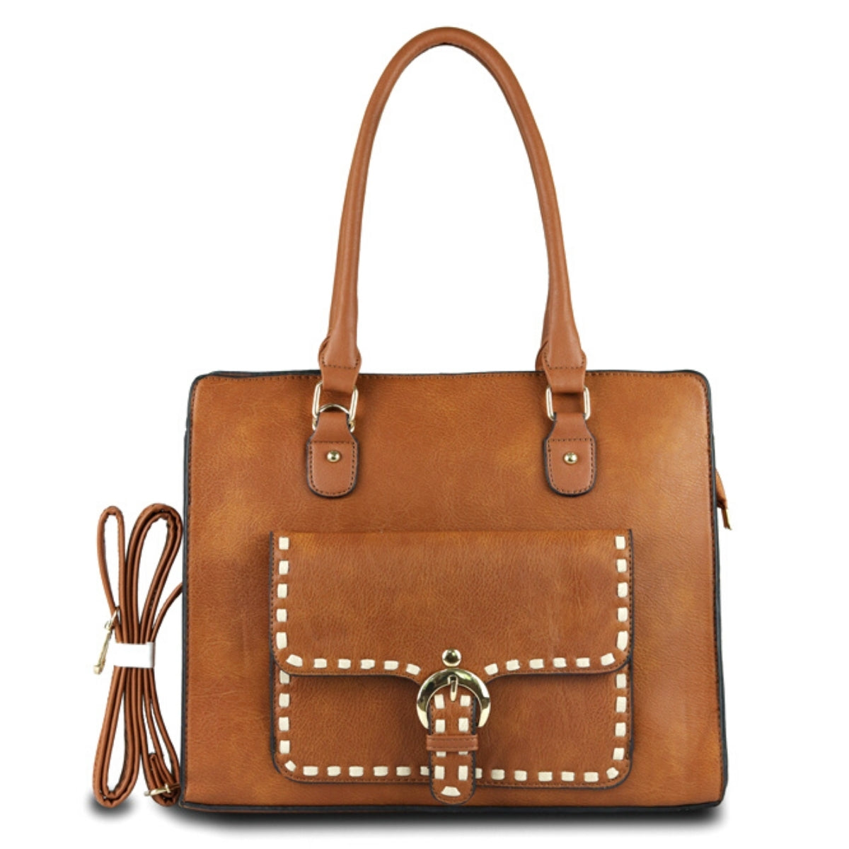 Camel Pocket Stitch Tote Bag