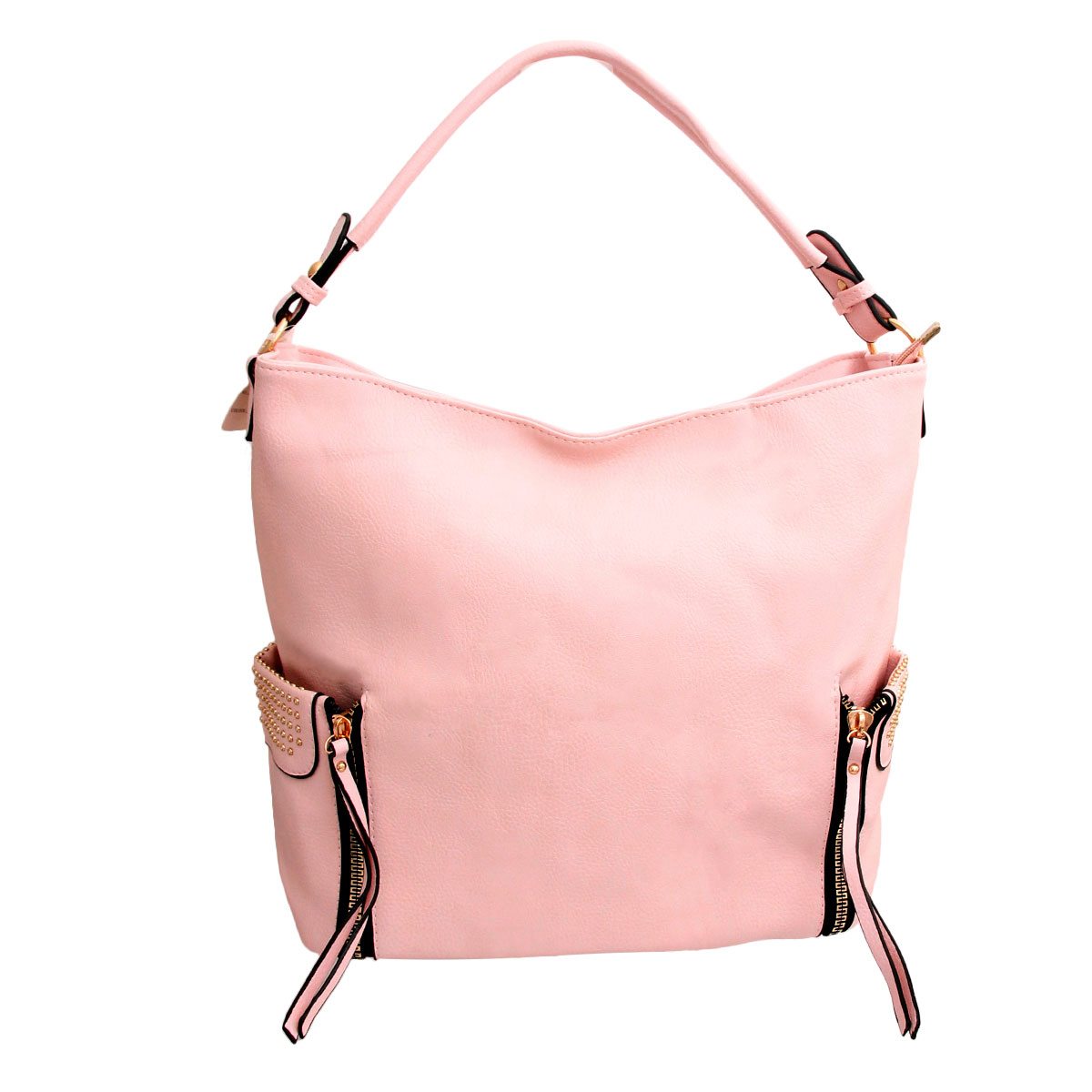 Pink Leather Stud Hobo Bag