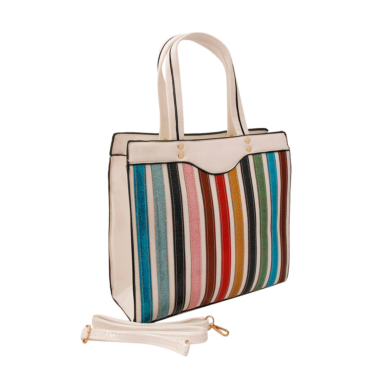 Glitter Stripe Tote Handbag