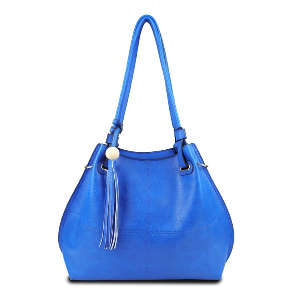 Soft Blue Faux Leather Hobo Bag