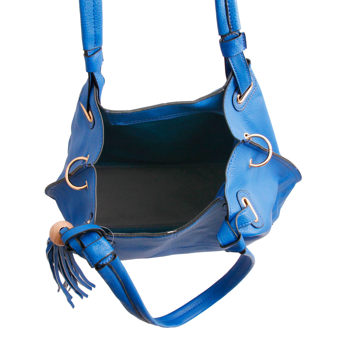 Soft Blue Faux Leather Hobo Bag