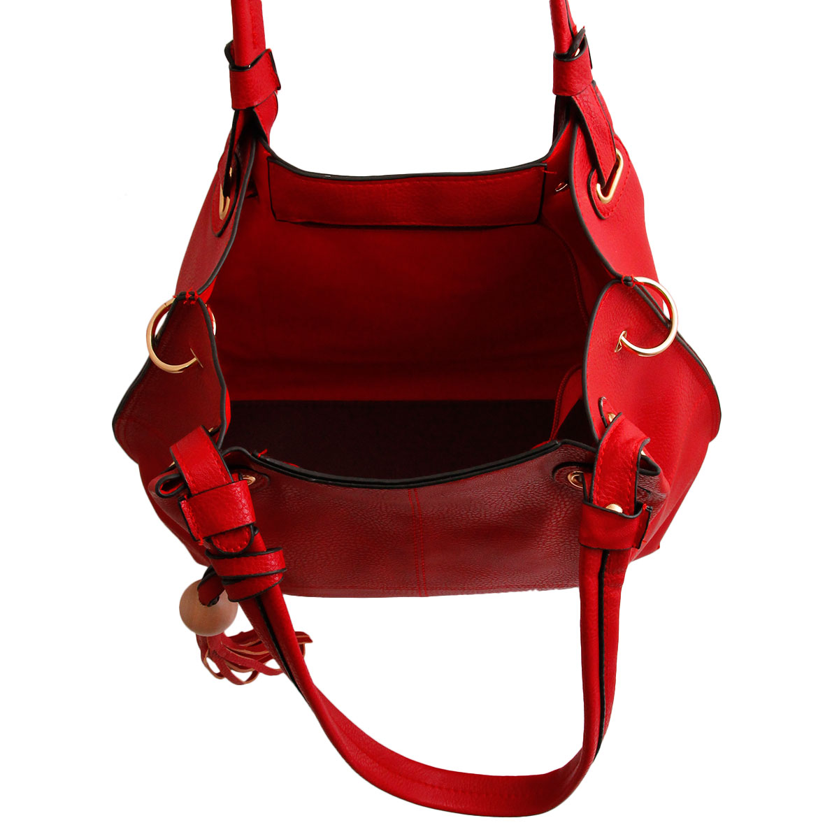 Soft Red Faux Leather Hobo Bag