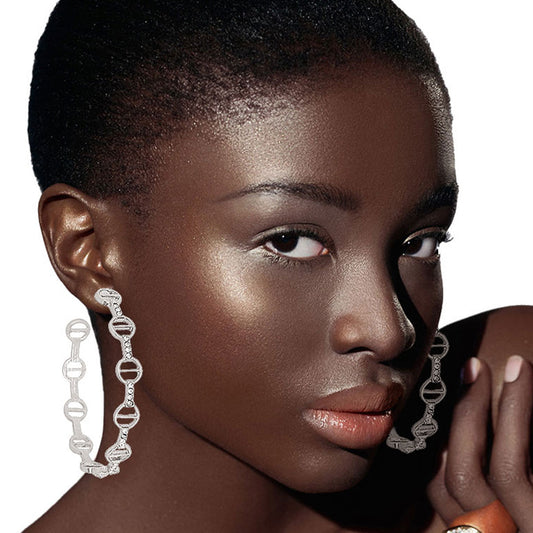 Silver Horse Bit Designer Hoops