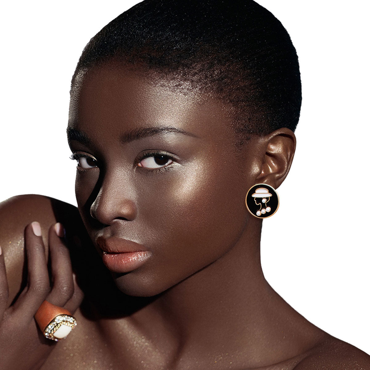 Gold Black 3pcs Silhouette Designer Studs