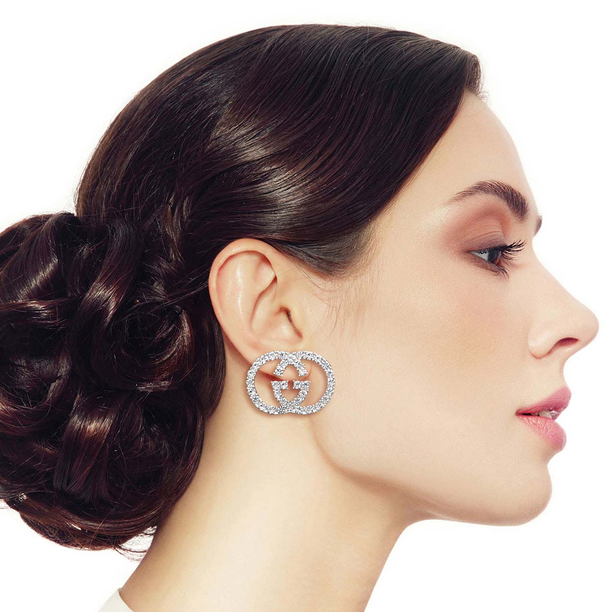 Silver Rhinestone 3pcs Bee Designer Studs