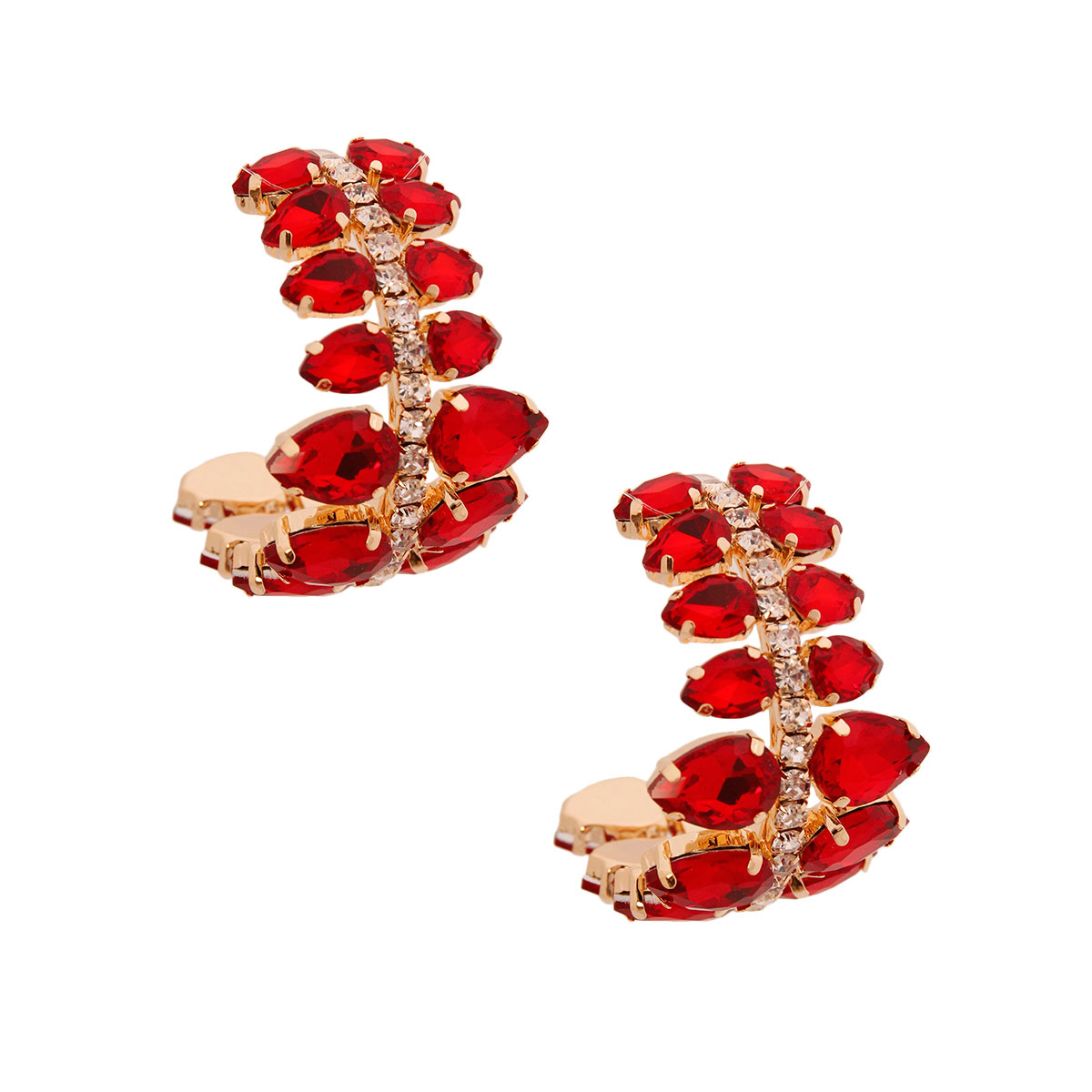 Brilliant Ruby Red Teardrop Hoops