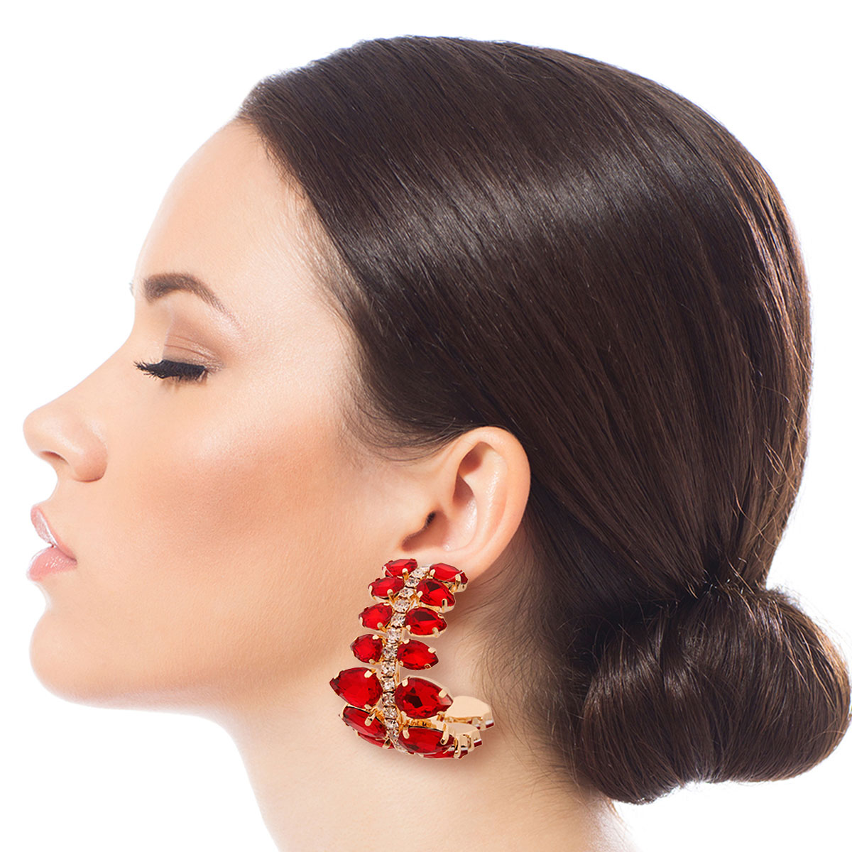 Brilliant Ruby Red Teardrop Hoops