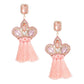 Pink Triple Tassel Stone Earrings