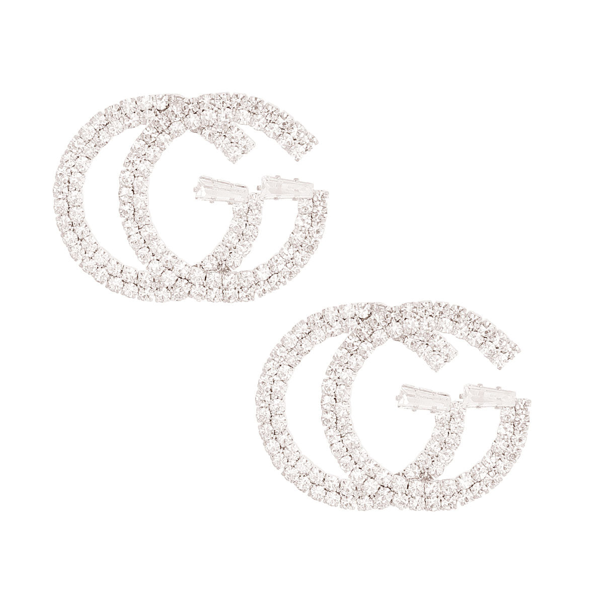 Silver Pave Designer G Logo Studs