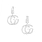 Silver Pave GG Charm C Hoops