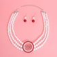 Pearl Necklace Red White Delta Set for Women