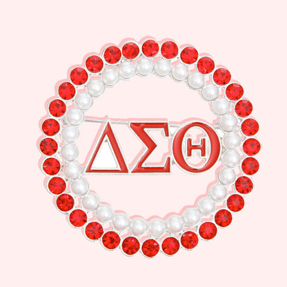 Brooch Red White Delta Round Pin for Women