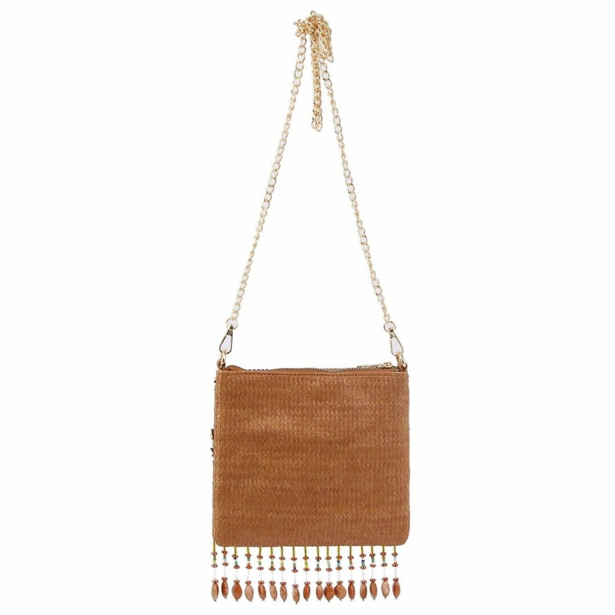 Brown Boho Beaded Crossbody