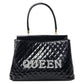 Black Quilted Queen Tote Handbag