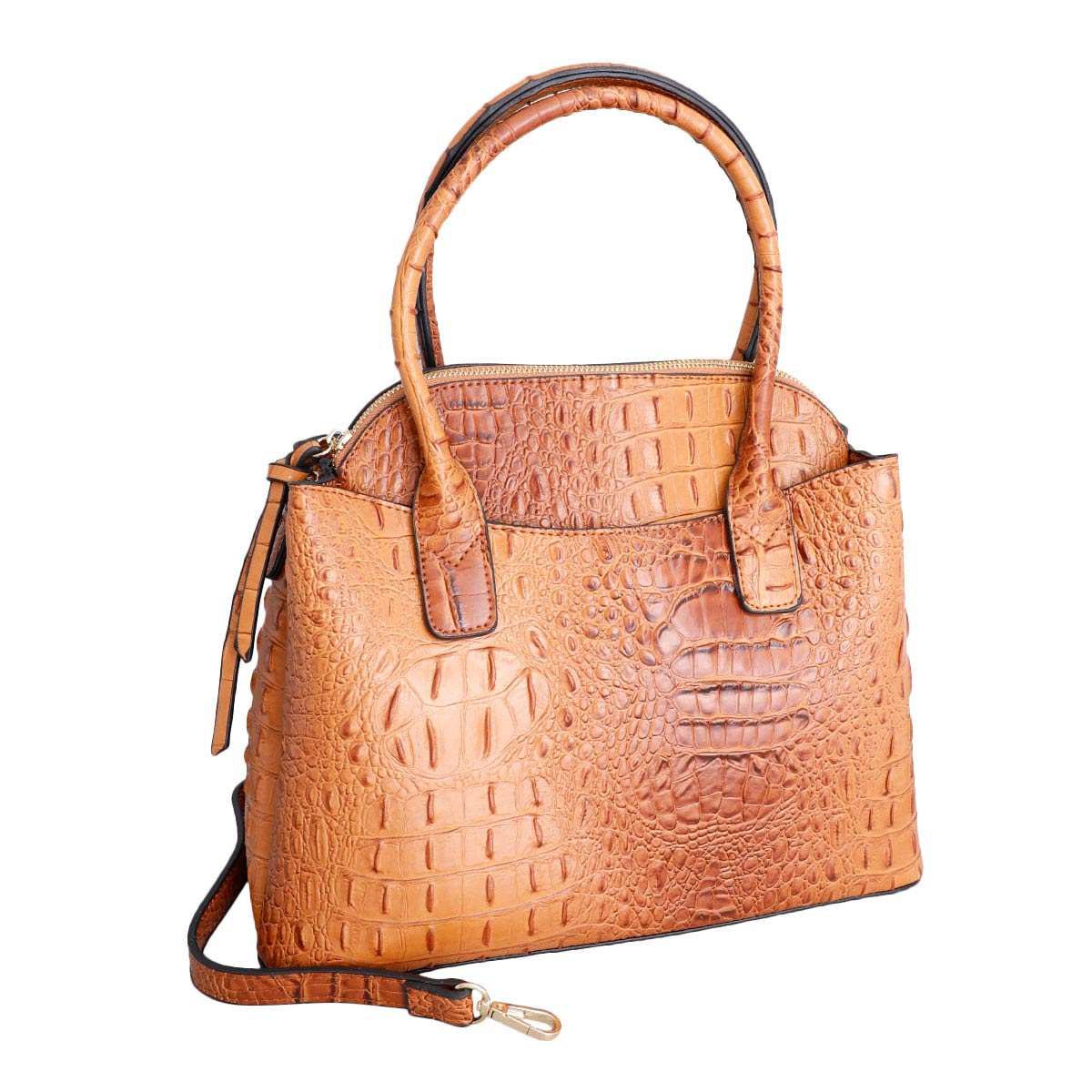 Brown Crocodile Tote and Clutch Set