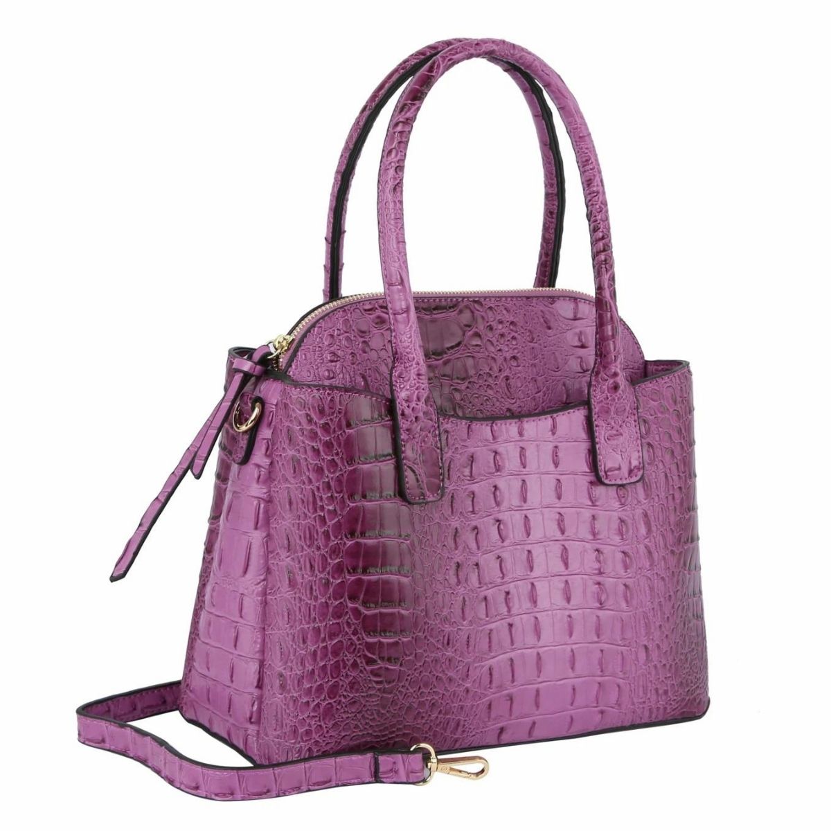 Purple Crocodile Tote and Clutch Set