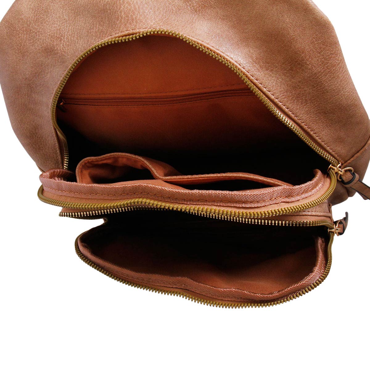 Light Brown Flap Convertible Backpack Bag