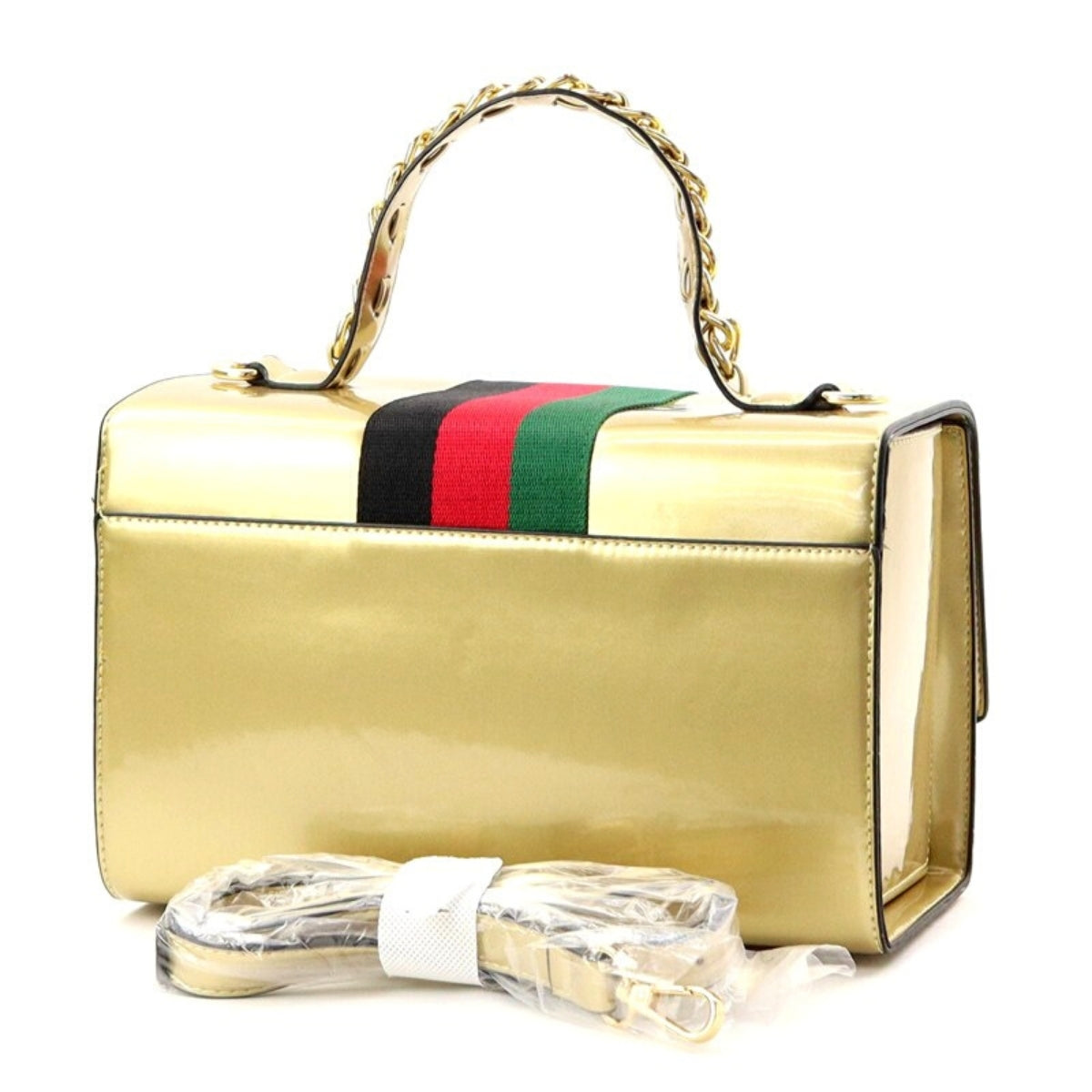 Gold Patent Leather Designer Satchel Set