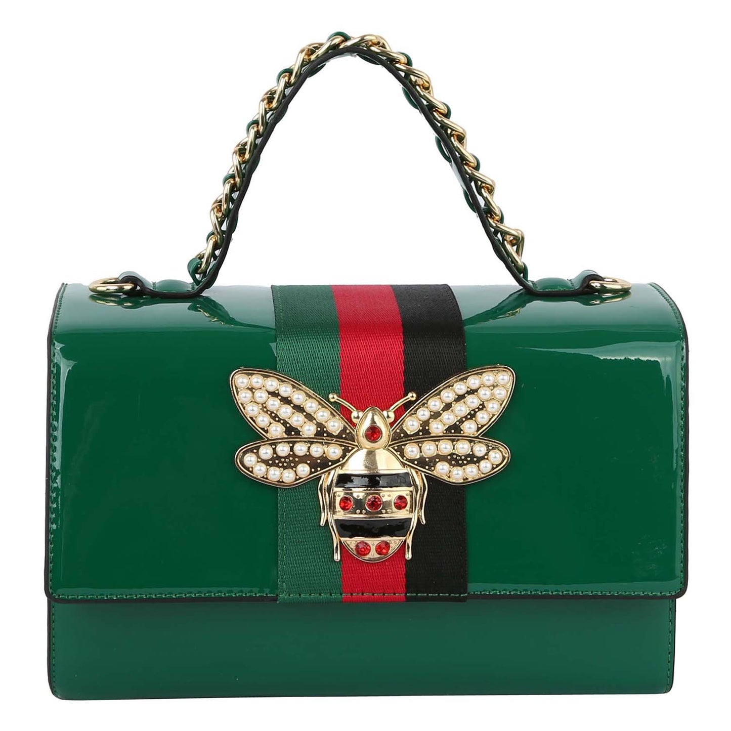 Green Patent Leather Designer Satchel Set