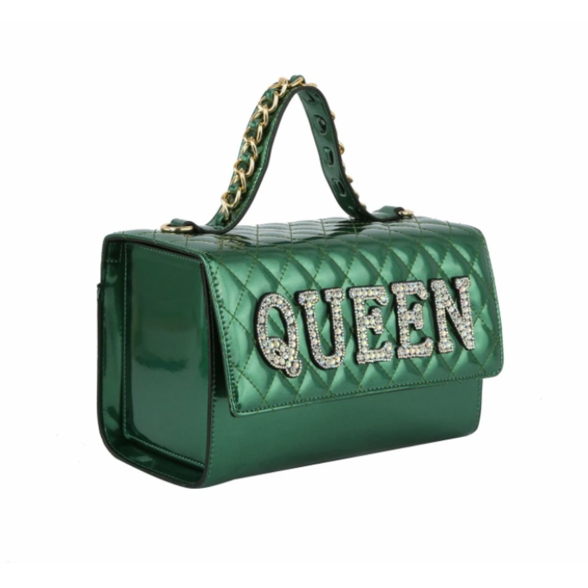 Shiny Green Quilted Queen Satchel Set