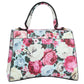 Light Blue Floral Flal Top Handle Handbag Set