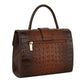 Dark Brown Croc Bee Satchel Handbag Set