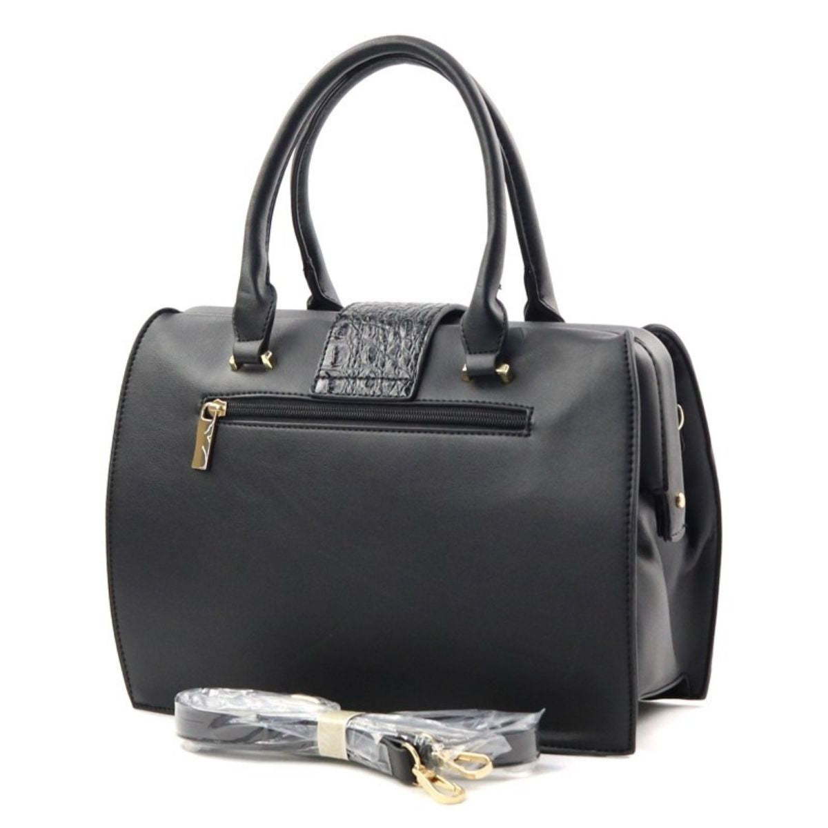 Black Croc  Doctor Handbag Set
