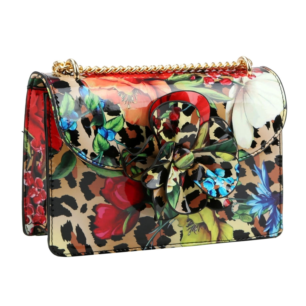 Leopard 3D Flower Crossbody