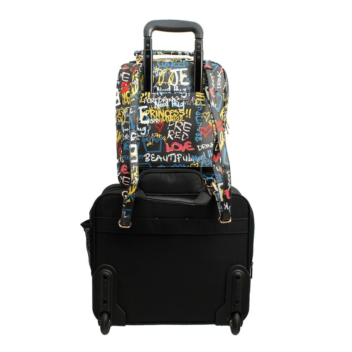 Black Grafitti Trolley Sleeve Backpack