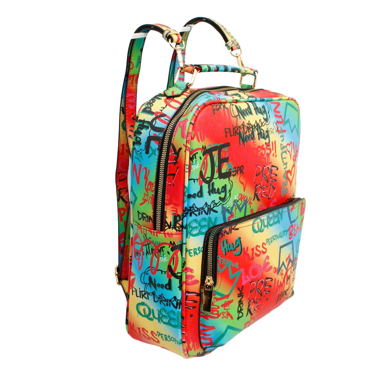 Multi Color Grafitti Trolley Sleeve Backpack