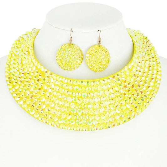 Stone choker necklace set
