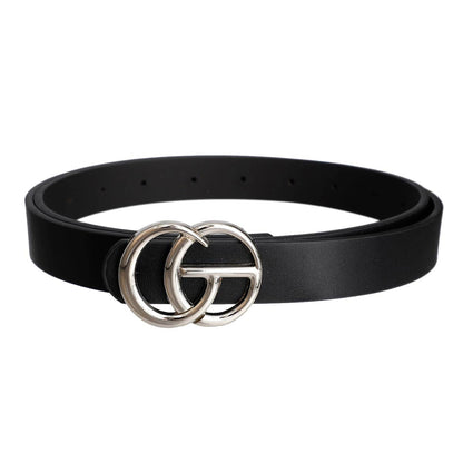 Black Vegan Leather Thin Belt