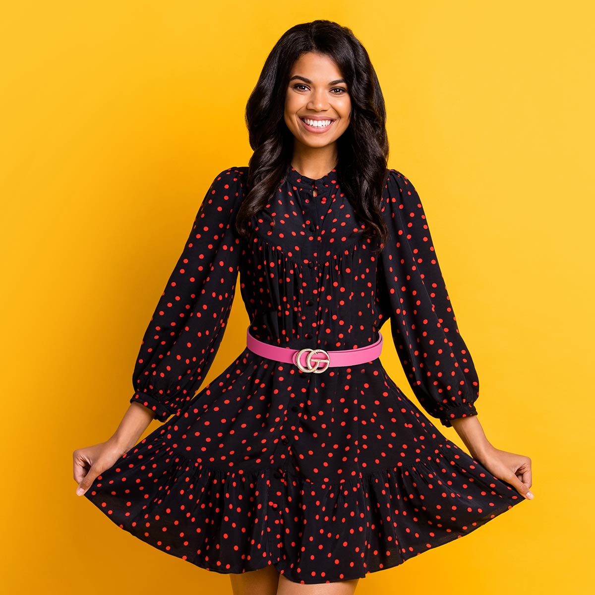 Fuchsia Vegan Leather Thin Belt