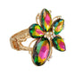 Pink Green Crystal Flower Hinge Cuff