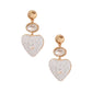 Gold White Stone Heart Earrings