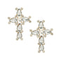 Gold Teardrop Crystal Cross Studs