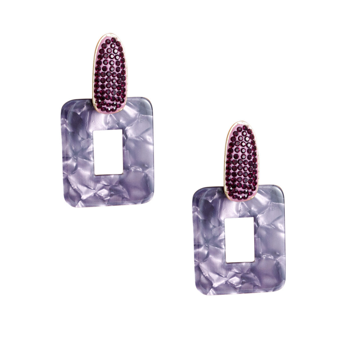 Purple Marbled Stone Earrings
