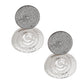 Heavy Silver Round Pave Stone Clip Ons