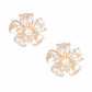 Clip On Gold Medium Crystal Flower Earrings Women