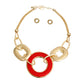 Red Rhinestone Ring Chunky Chain Set