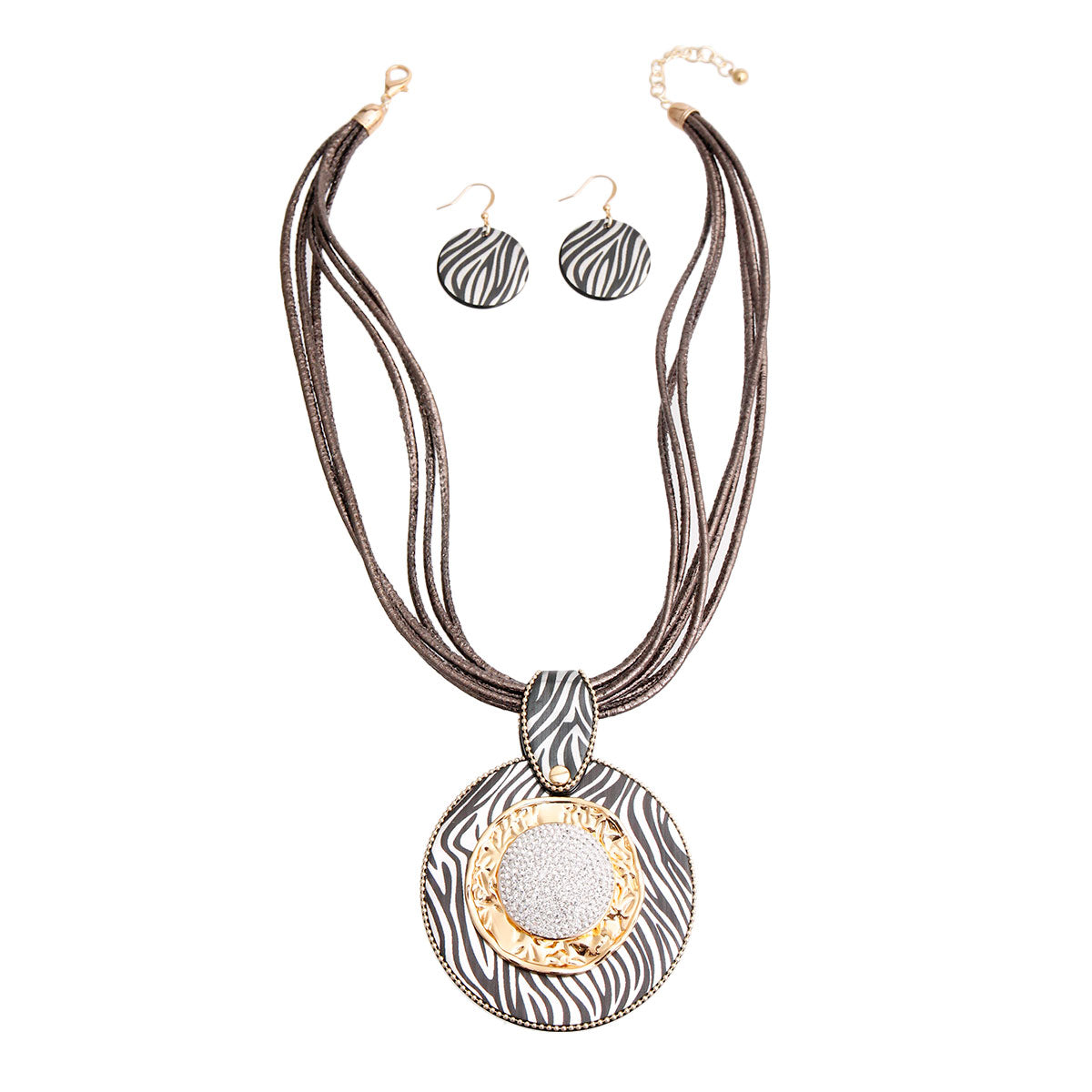 Hematite Leather Cord Zebra Set